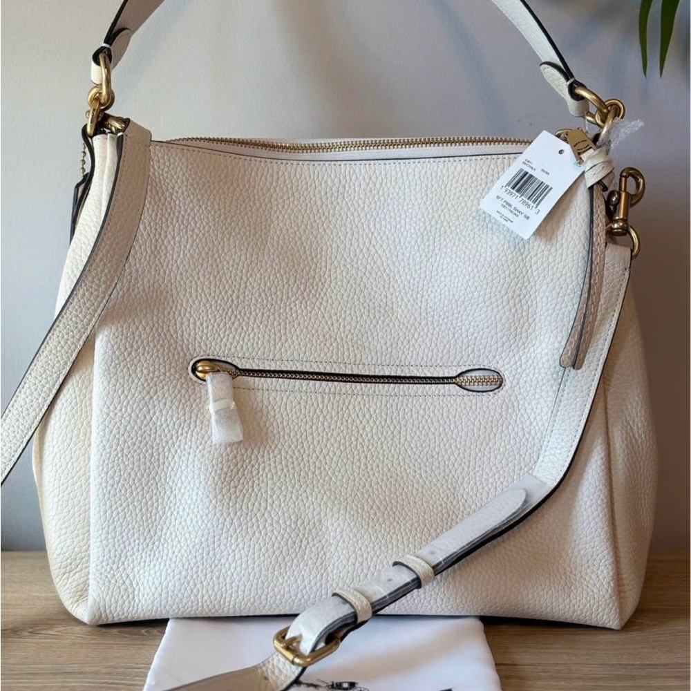 Coach Shay Chalk White Shoulder Bag with Gold Accents
